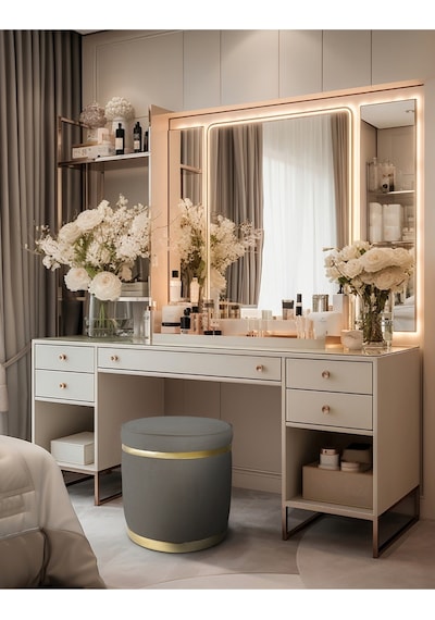 Zerafet Gold Kaplama Luxery Puf-antrasit Babyface Kumaş Pofuduk Oturma Pufu&makyaj Pufu&bench