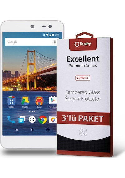 General Mobile Android 4G ile Uyumlu Kırılmaz Cam Ekran Koruyucu Ekonomik 3'lü Paket