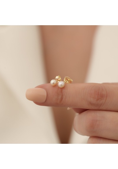 925 Ayar Gümüş Beyaz Kültür İncisi Hediye Çivi Küpe-5mm