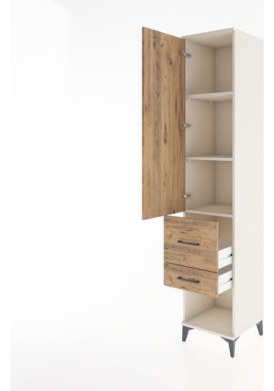 Hyperion Dolap 3 Raflı 2 Çekmeceli Tek Kapaklı 44x44x221 Aytaşı-çam Aytası