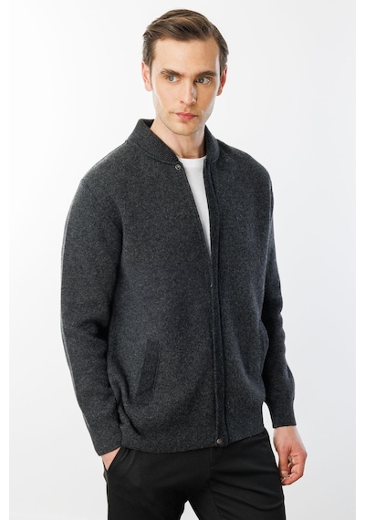 Jack & Jones Desen Erkek Minimalist Uzun Kol Kazak Mont - Günlük & Şık Koyu Füme