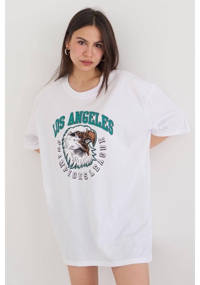 Blackjack Giyim Kadın Beyaz Yazılı Baskılı Tshirt Beyaz