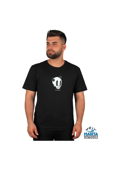 Manta Mnt 2307-1 Kuru Kafa Baskılı Erkek T-shirt-23622 Siyah