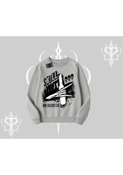 Startmore Biskilet Sweatshirt Skull Impact Bone Chilling Street Icon Gri