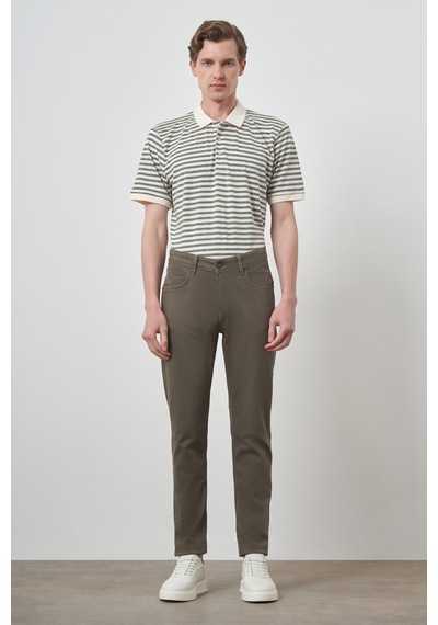 Morven Erkek Haki Pamuk 5 Cep Slim Fit Jean Kot Pantolon 25ms003036710 Haki