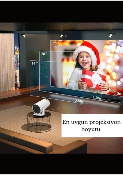 Taşınabilir Sinema Projeksiyon 720p Ev Sineması Bluetooth Android Akıllı Projektör
