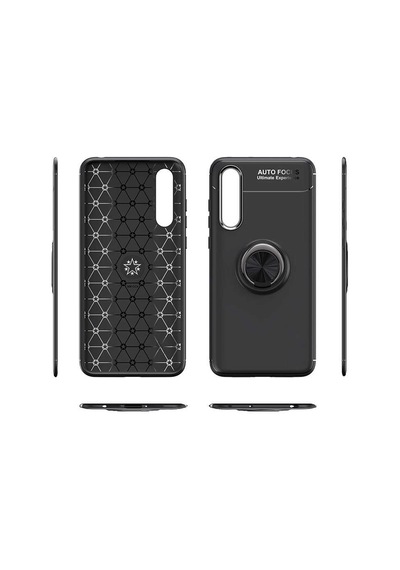 Huawei P Smart Pro 2019 Kılıf Zore Ravel Silikon Kapak Siyah-Rose Gold