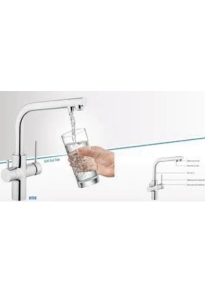 İsaoğlu Yapı Arıtmalı Musluk Arıtmalı Evye Bataryası Modern Premium Tasarım Arıtıcılı Batarya Silver Gümüş Gümüş