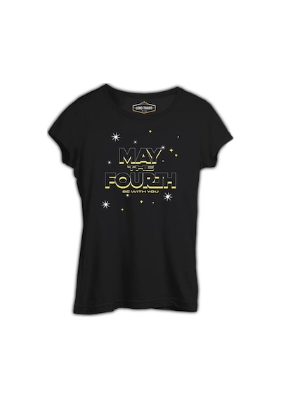 May The Fourth Be With You Siyah Kadın Tshirt 001