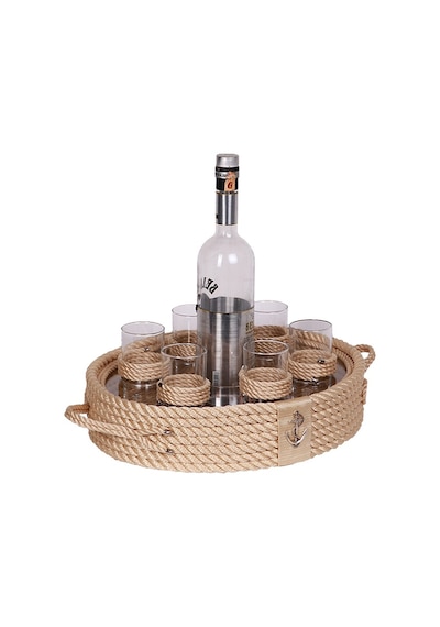 Rakı Bardaklı Tepsi | Bej