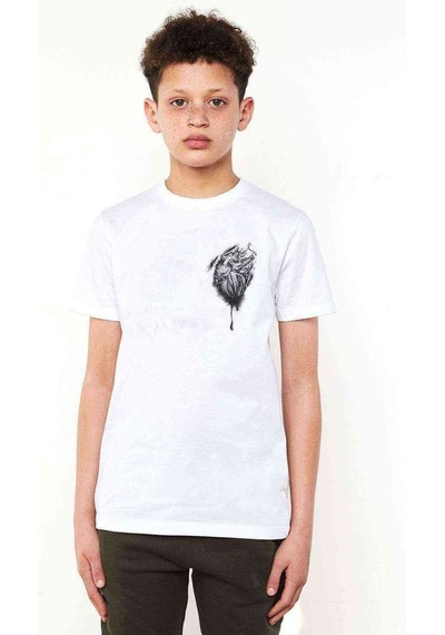 Tshirthane Kalbim Motorla Carpiyor Baskılı Unisex Çocuk Beyaz T-Shirt