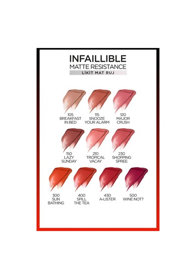 L'Oréal Paris Infaillible Matte Resistance Likit Mat Ruj 500 Wine Not