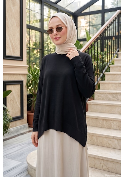 Nuss Basic Triko Rayon Tunik 902 Siyah