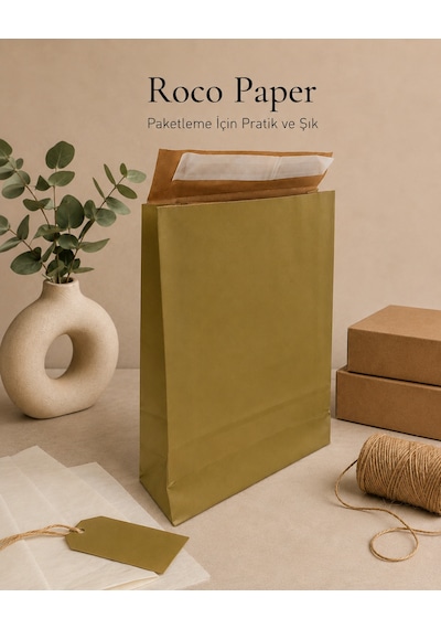 Yapışkan Bantlı Kraft Kese Kağıdı, Altın Renk, 30x40x10 Cm - 24'lü Paket, Hediye Ve Kargo Zarfı