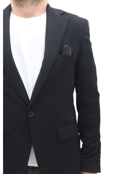 Twenhil Dmctekstil Erkek Siyah 201 Düz Klasik Kesim Normal Kalıp Çift Düğme Blazer Ceket