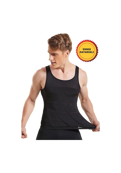 Young Fit Göbek Sıkılaştırıcı Erkek Siyah Korse Atlet Siyah