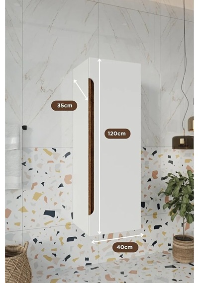 Banyo Koza 120 Cm %100 Mdf Banyo Boy Dolabı Beyaz