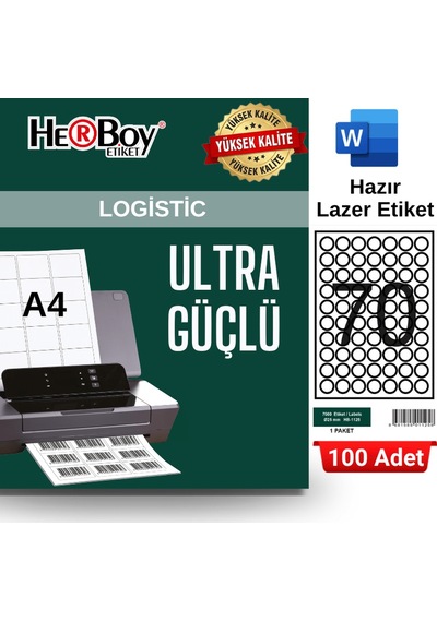 Herboy Hb-1125 25 X 25 Mm A4 Laser Etiket 100 Adet