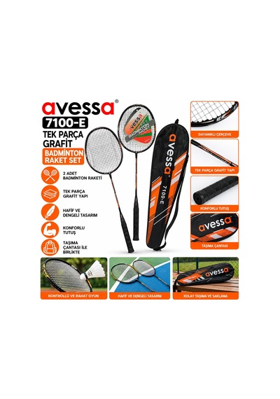 Avessa 7100-e Grafit Badmington Raketi Seti