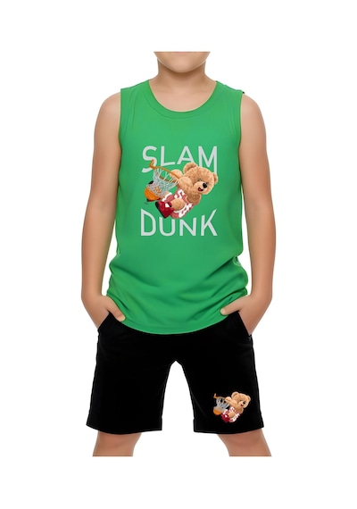 Fyk Kids Erkek Çocuk Slam Dunk Baskılı Alt-üst Takım Yeşil