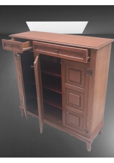 Bengi Ayakkabılık Kareli Çok Amaç Model Parlak Ceviz 3 Kapaklı