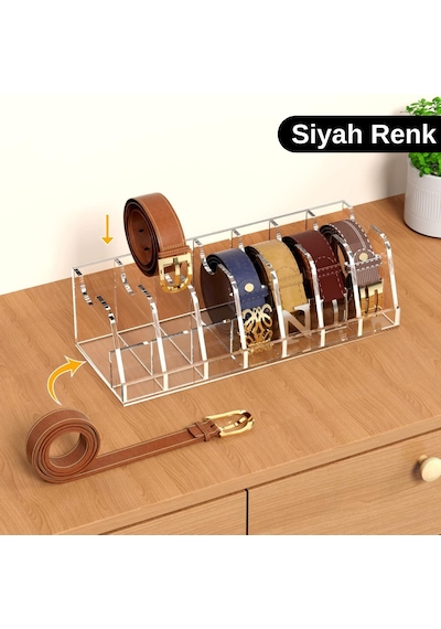 10 Bölmeli Siyah Kemer Çorap Takı Makyaj Organizeri Dolap İçi Kemer Düzenleyici Organizer Diğer
