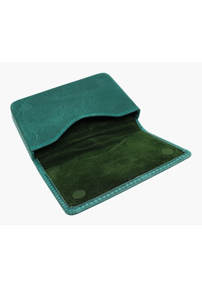 Westpolo Eskitme Hakiki Deri Unisex Tek Bölmeli Kartlık - Turkuaz Yeşil Turkuaz Yeşil