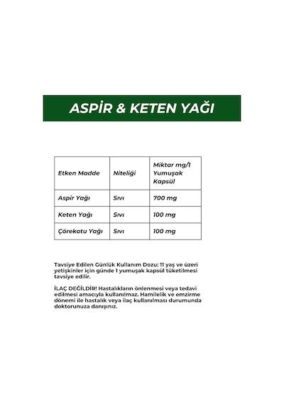 Aspir Yağı-keten Yağı -çörekotu Yağı- Zeytin Yağı