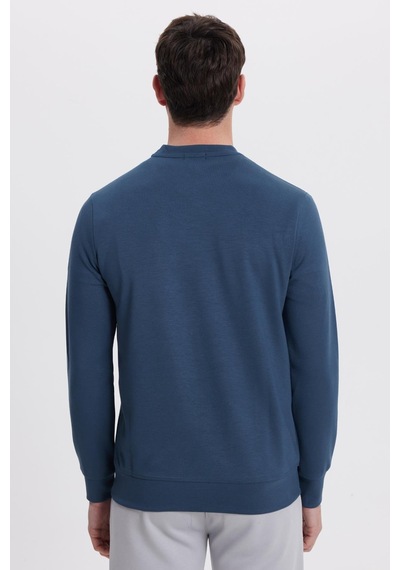 Tudors Erkek Relax Fit Rahat Kesim Uzun Kollu Ekstra Yumuşak Bisiklet Yaka Koyu Petrol Sweatshirt-41978 Koyu Petrol