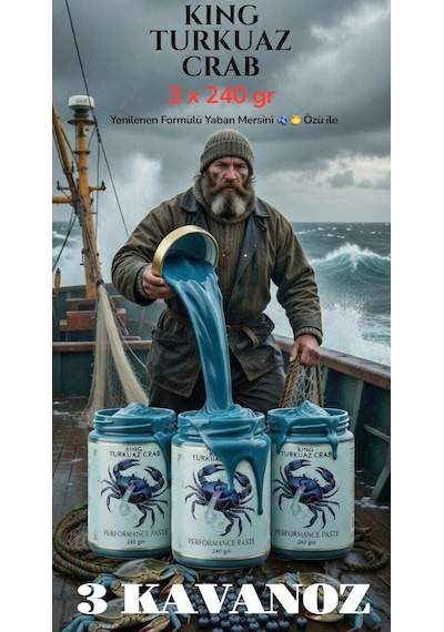Blue Turkuaz Yengeç Karışık Atom Macun Keçiboynuzu Pekmezli Ballı Güç ve Kuvvet 3 x 240 G