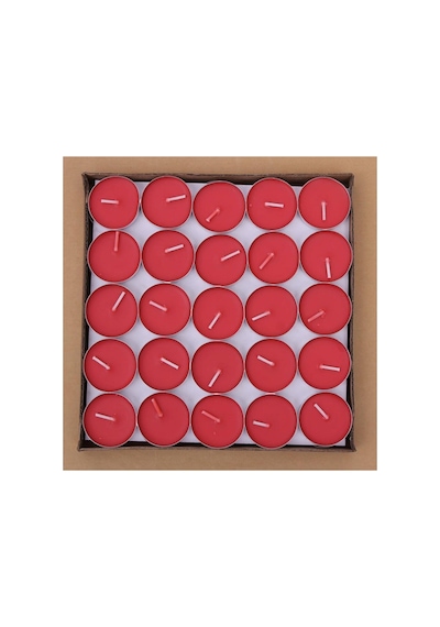 Kırmızı Dekoratif Kokusuz Tealight Mum Tea Light Mum 50 Adet Mum & Kandil Kırmızı