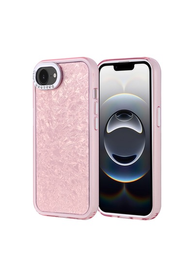 Apple iPhone 16e Uyumlu Kılıf Taşlı Tasarımlı Sys Kapi Kapak - Pembe Pembe