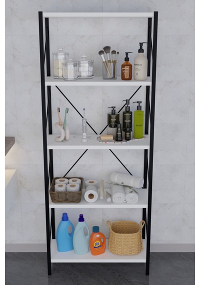 Titan Banyo Rafı Dekoratif Çok Amaçlı Raf Havlu Deterjan Rafı 150x60cm Beyaz Beyaz