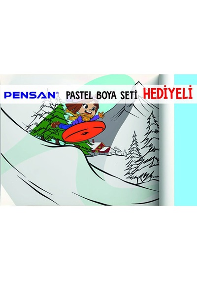 30x120 Boyama Rulosu Yaman Kar Tatili + Pensan 12'li Pastel Boya