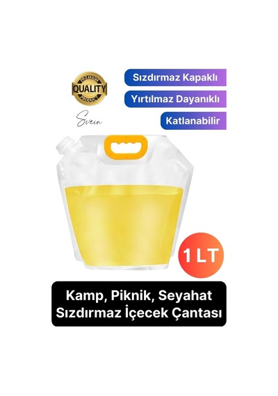 Premium 1 Lt Dayanıklı Yer Kaplamaz İçecek Çantası Sporcu Kapaklı Tutamaç Suluk Matara Kamp Piknik Çok Renkli