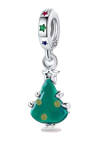 Sarı Noktalı Işıltılı Yılbaşı Ağacı Sallantılı Charm Gümüş