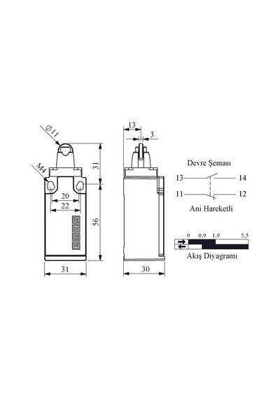 Emas L5k13mum331 Dogrusal Hareketli 11 Mm. Metalmakaralı Pim