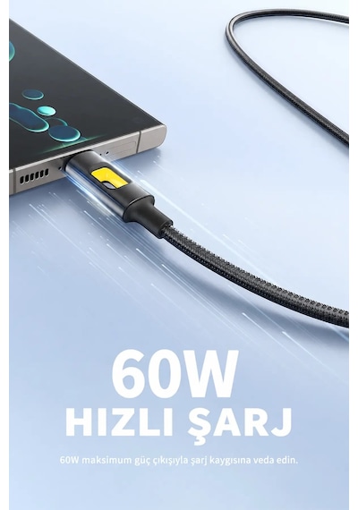 Ven-dens Vd-dc12cl 27 W Pd Type-c To Lightning Hızlı Şarj Ve Veri Kablosu, 1 Metre, Naylon, Siyah