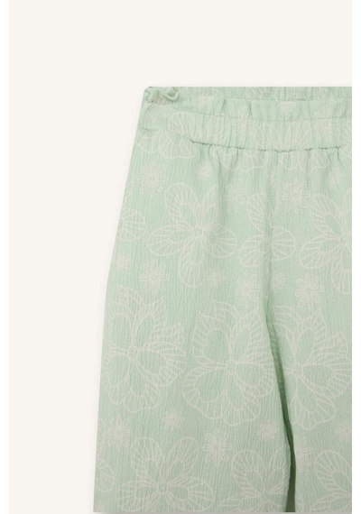 Defacto Paperbag Floral Krinkıl Kumaş Pantolon Kız Bebek H6063a526smgn1251 Yeşil-gn1251