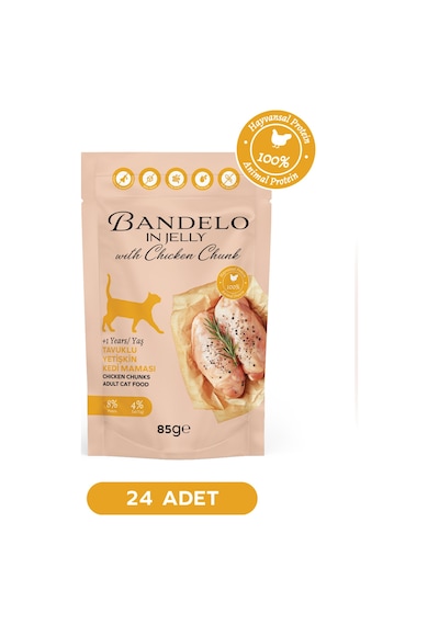 Tavuklu Yetişkin Kedi Yaş Maması - Jöle İçinde %100 Hayvansal Proteinli Düşük Yağlı, 85 Gr X 24 Adet