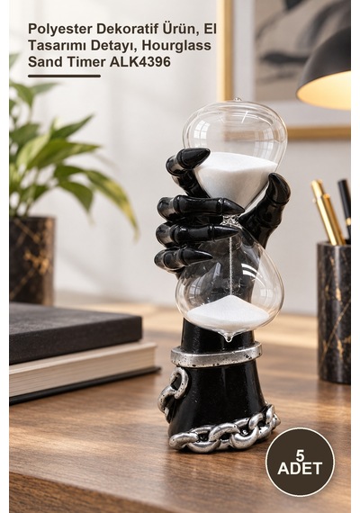 5 Adet El Tasarımlı Kum Saati Polyester Dekoratif Ürün, El Tasarımı Detayı, Hourglass Sand Timer Alk4396