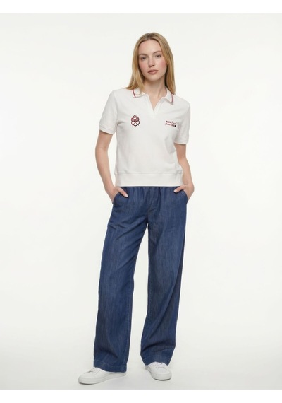 Regular Fit Kadın Polo K.kol Beyaz