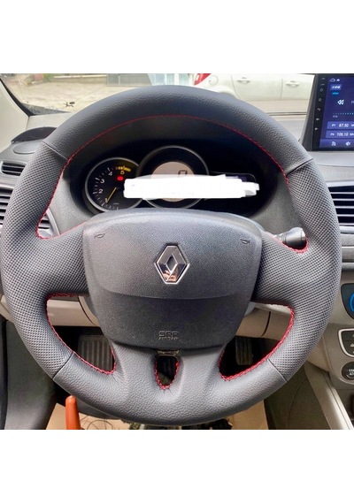 Fluence Araca Özel Direksiyon Kılıfı Boş Paket Düz Nokta Kırmızı Siyah