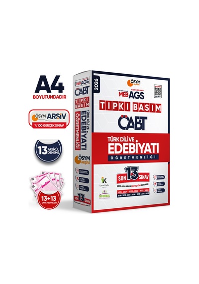 2026 MEB-AGS ÖABT Türk Dili ve Edebiyatı Öğretmenliği ÖSYM Tıpkı Basım 13lü Deneme Paketi Cevaplı
