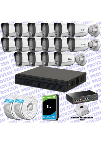 Provzen Ttec Hikvision 16 Kameralı Ip Full Hd Mikrofonlu Güvenlik Kamerası