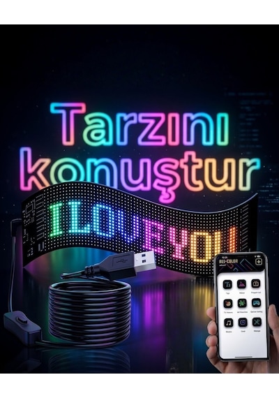 Northcity 16x96 Led Yazı Paneli 60 Cm Esnek Rgb Işıklı Programlanabilir Ekran