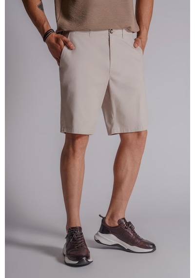 Braccas Erkek Yandan Cepli Klasik Bel Relaxed Fit Chino Şort Bej Bej