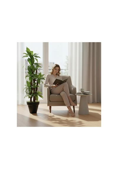 Yapay Dracaena 180 Cm - 3 Gövdeli Zebra Desenli Yapay Ağaç Siyah Plastik Saksı Çok Renkli