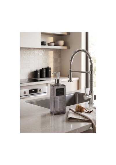 Premium Dokulu Cam Sıvı Sabunluk 500ml - 23 X 7 X 7 Cm Gri