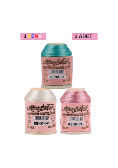 3 Adet Altınbaşak Oya Ve Dantel İpi 20 Gr - Royaleks - No: 648 - 693 - 022